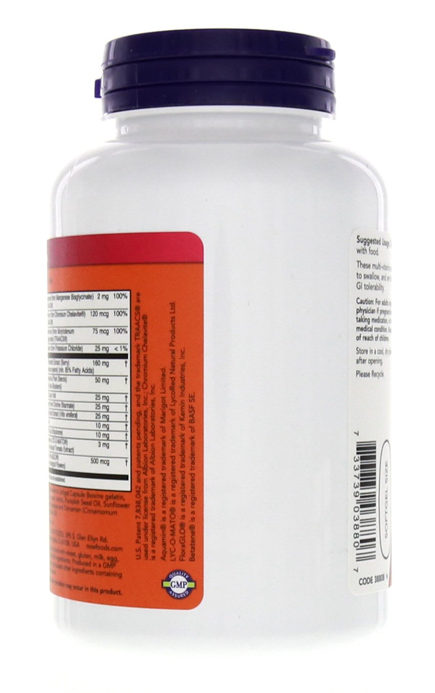 NOW Foods Adam Men's Multivitamin packaging gluten-free label