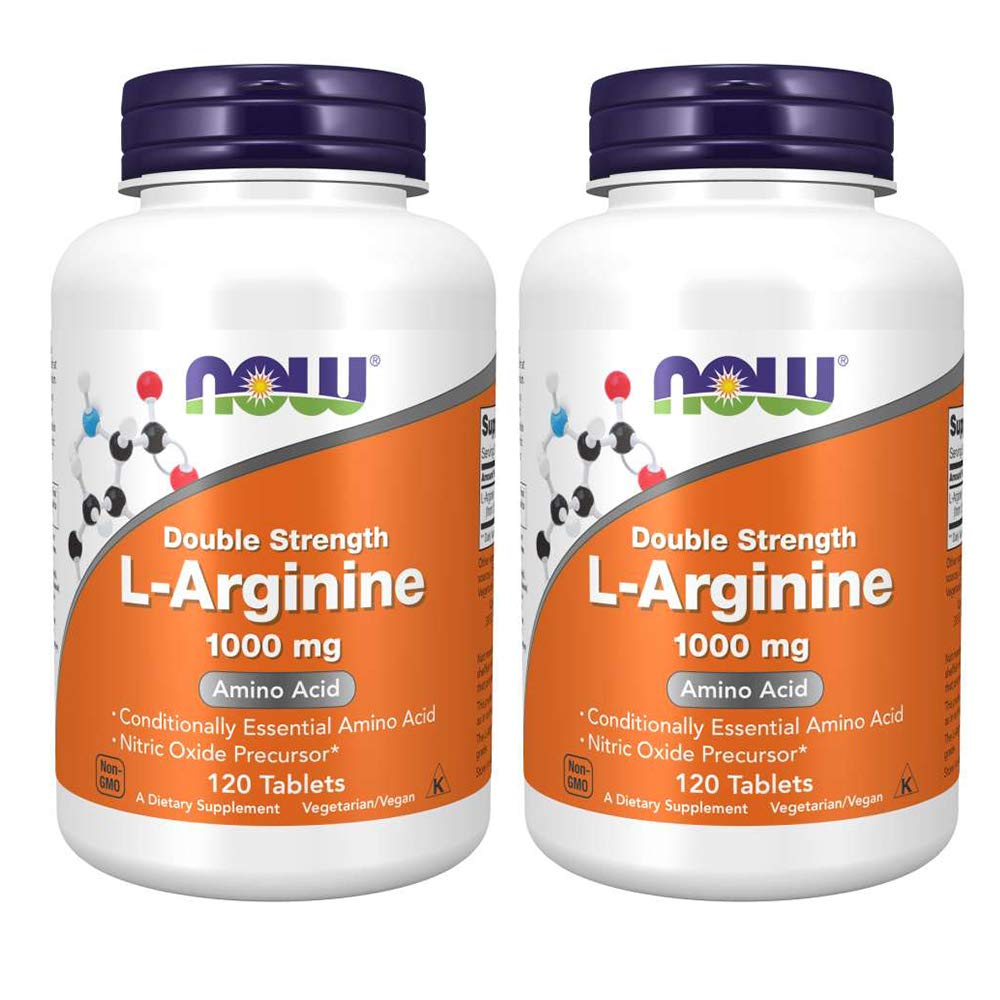 NOW Foods L-Arginine 1000 mg tablets close-up, highlighting daily potency.