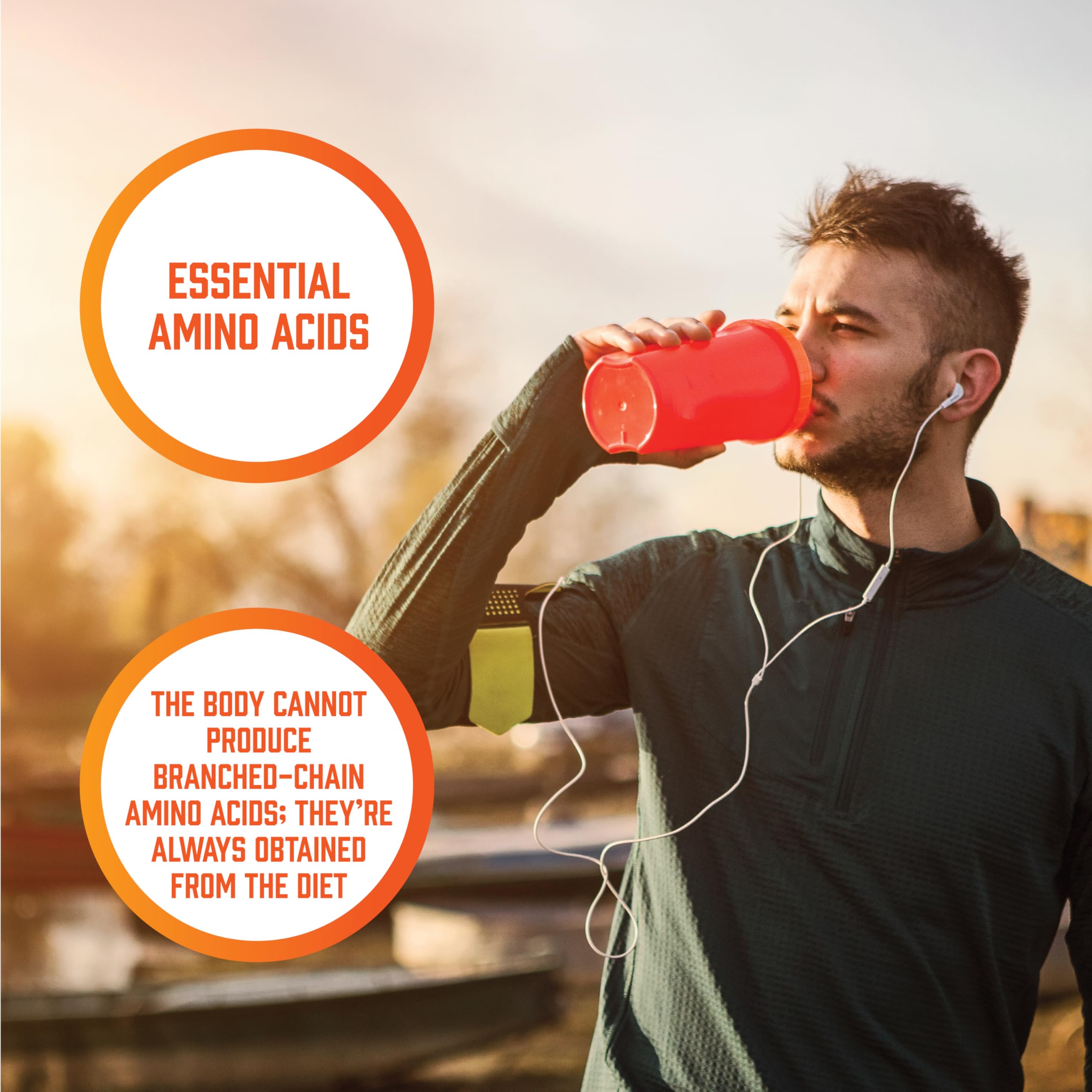 NOW Foods BCAAs powder being added to water for quick consumption