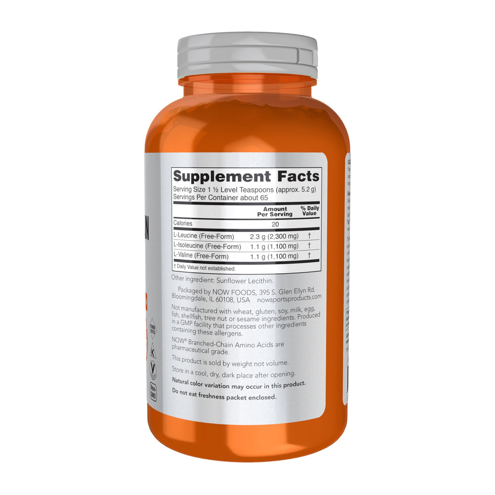 NOW Foods BCAAs powder scoop for easy dosing during training sessions