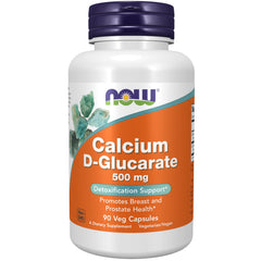 NOW Foods Calcium D-Glucarate bottle close-up for detox support.