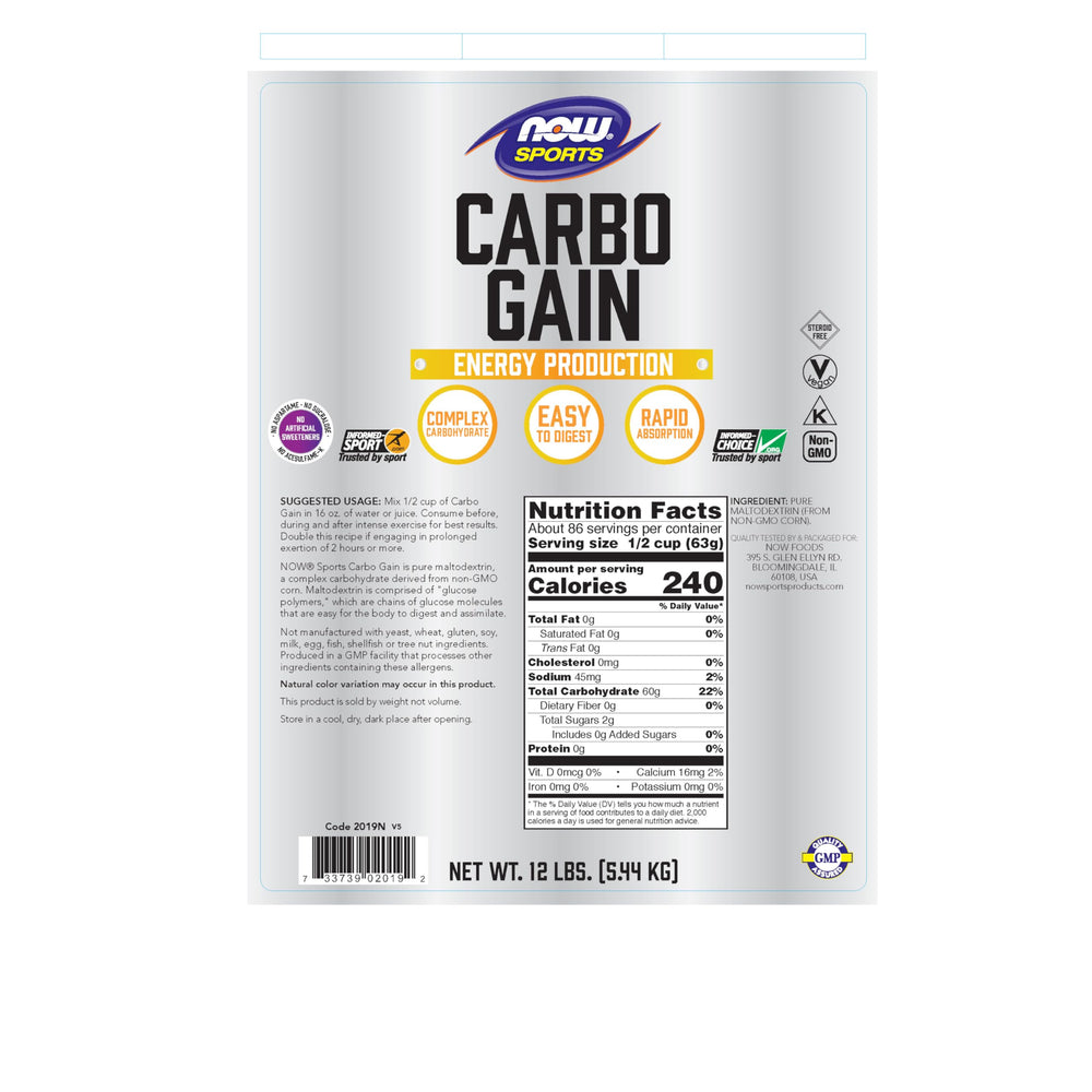 NOW Foods Carbo Gain scoop for easy pre-workout mixing