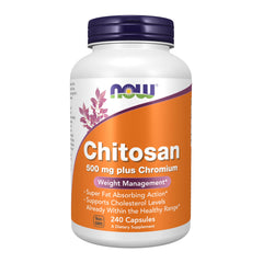 NOW Foods Chitosan 500 mg + Chromium packaging front showing weight management potential