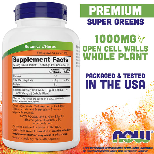 NOW Foods Chlorella broken cell walls close-up for better nutrient digestion