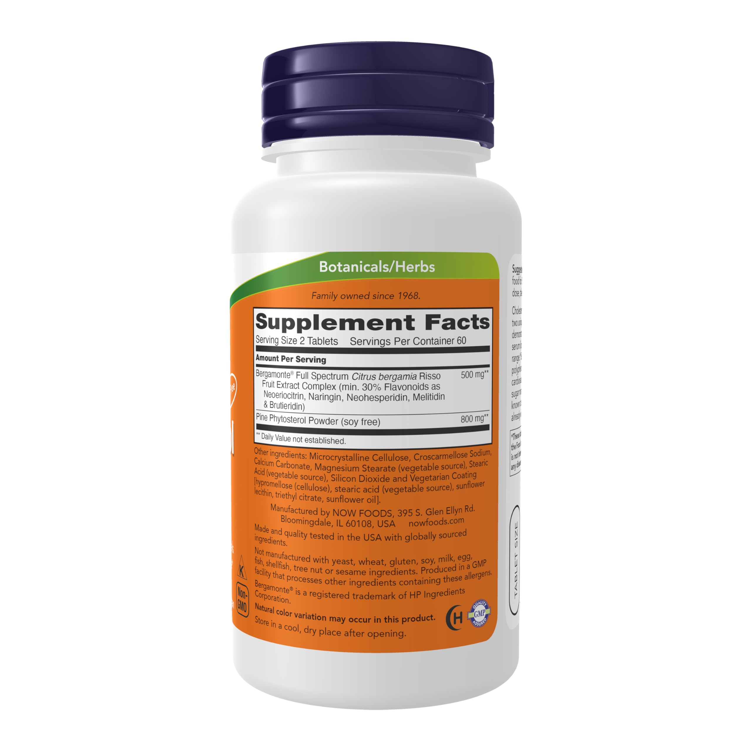 NOW Foods Cholesterol Pro Bergamonte ingredient close-up highlighting polyphenols