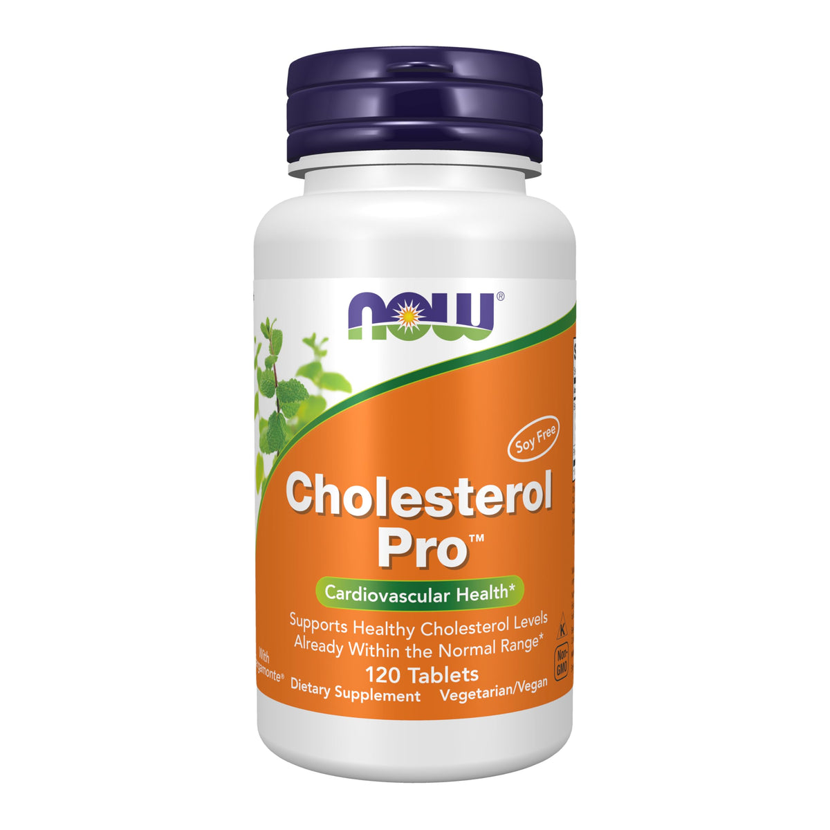NOW Foods Cholesterol Pro bottle front showing cardiovascular support and Bergamonte presence