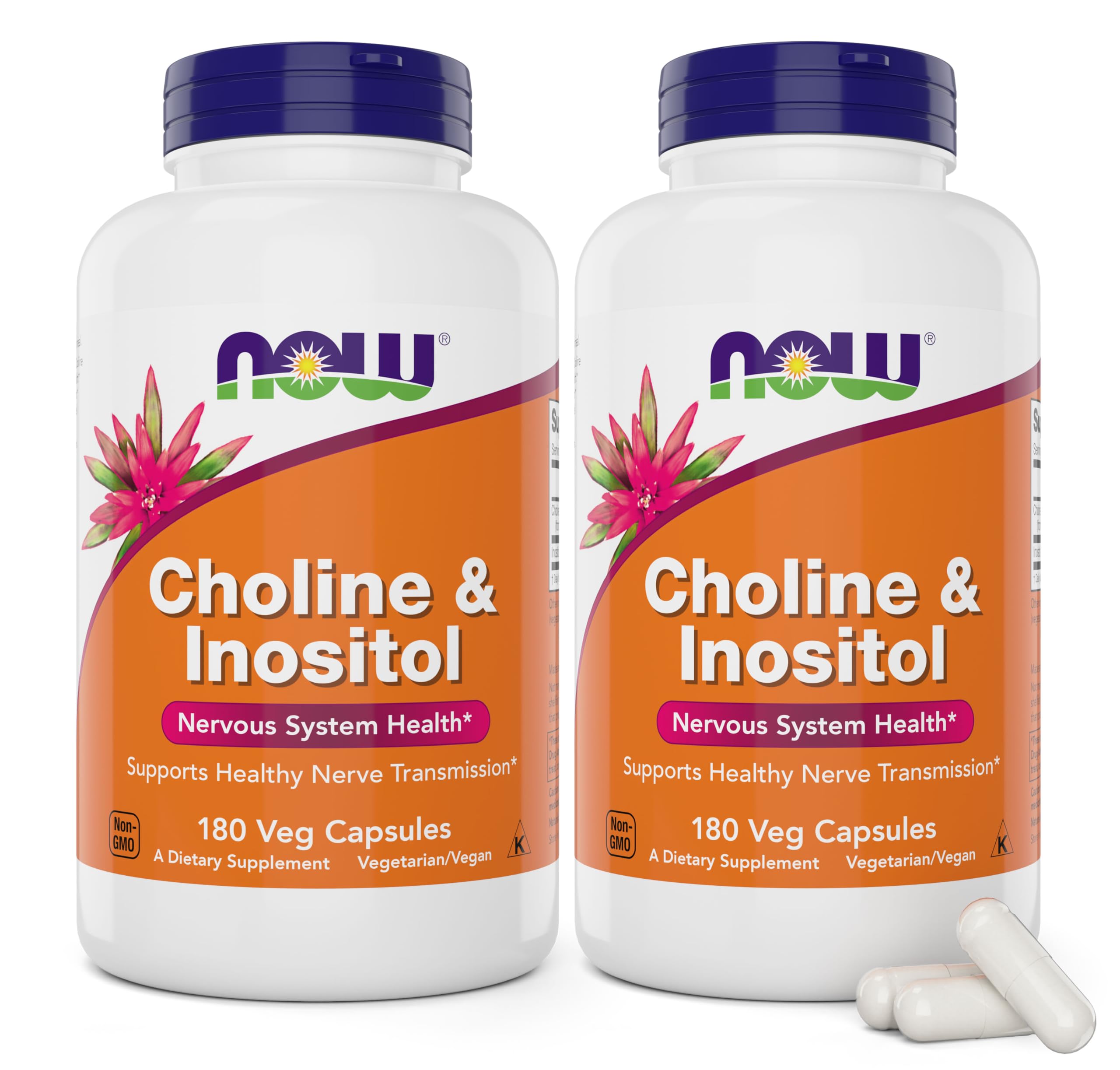 NOW Foods Choline Inositol bottle with vegan capsules for daily use