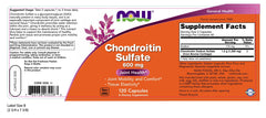 NOW Foods Chondroitin Sulfate capsules pack emphasizes gluten-free formula.