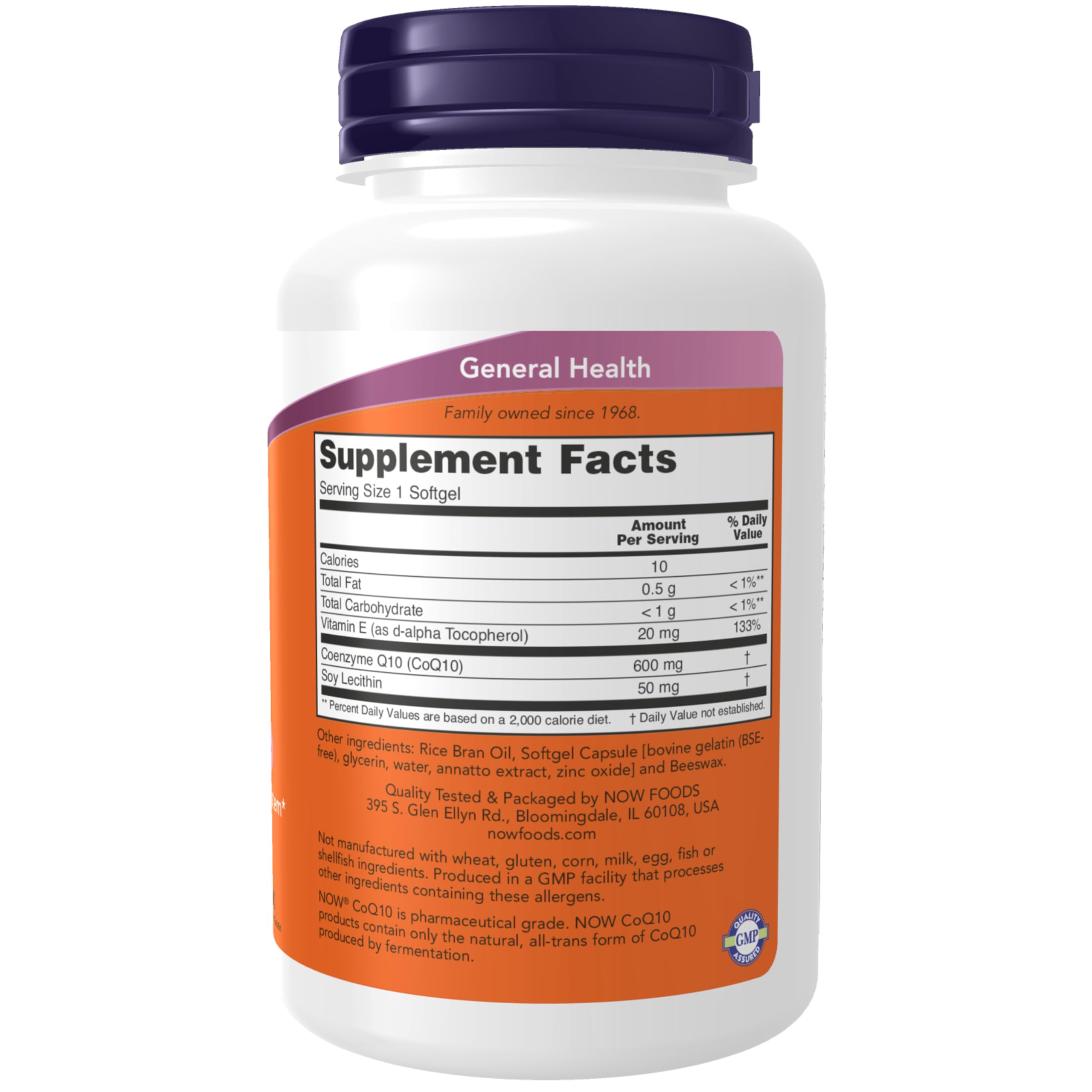 NOW Foods CoQ10 600 mg softgel close-up for daily use