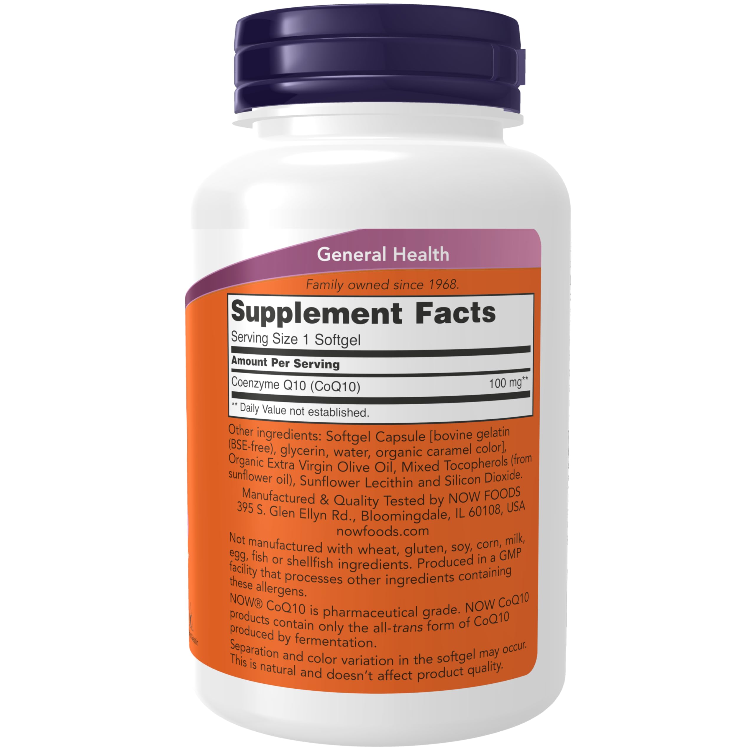 NOW Foods CoQ10 softgels closeup highlighting texture and quality