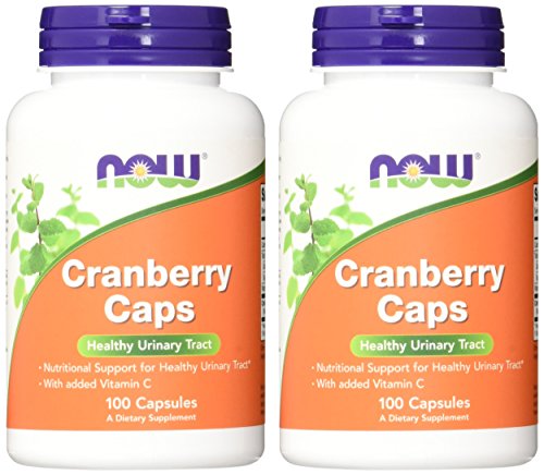 NOW Foods Cranberry Caps 2-pack box highlighting convenient veggie capsules for everyday use