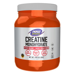 NOW Foods Creatine Monohydrate powder bottle for clean energy support during workouts.