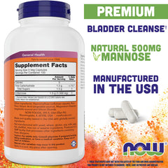 NOW Foods D-Mannose label shows USA-made quality.