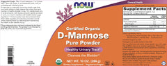 NOW Foods D-Mannose powder scoop with level teaspoon for precise daily dosing
