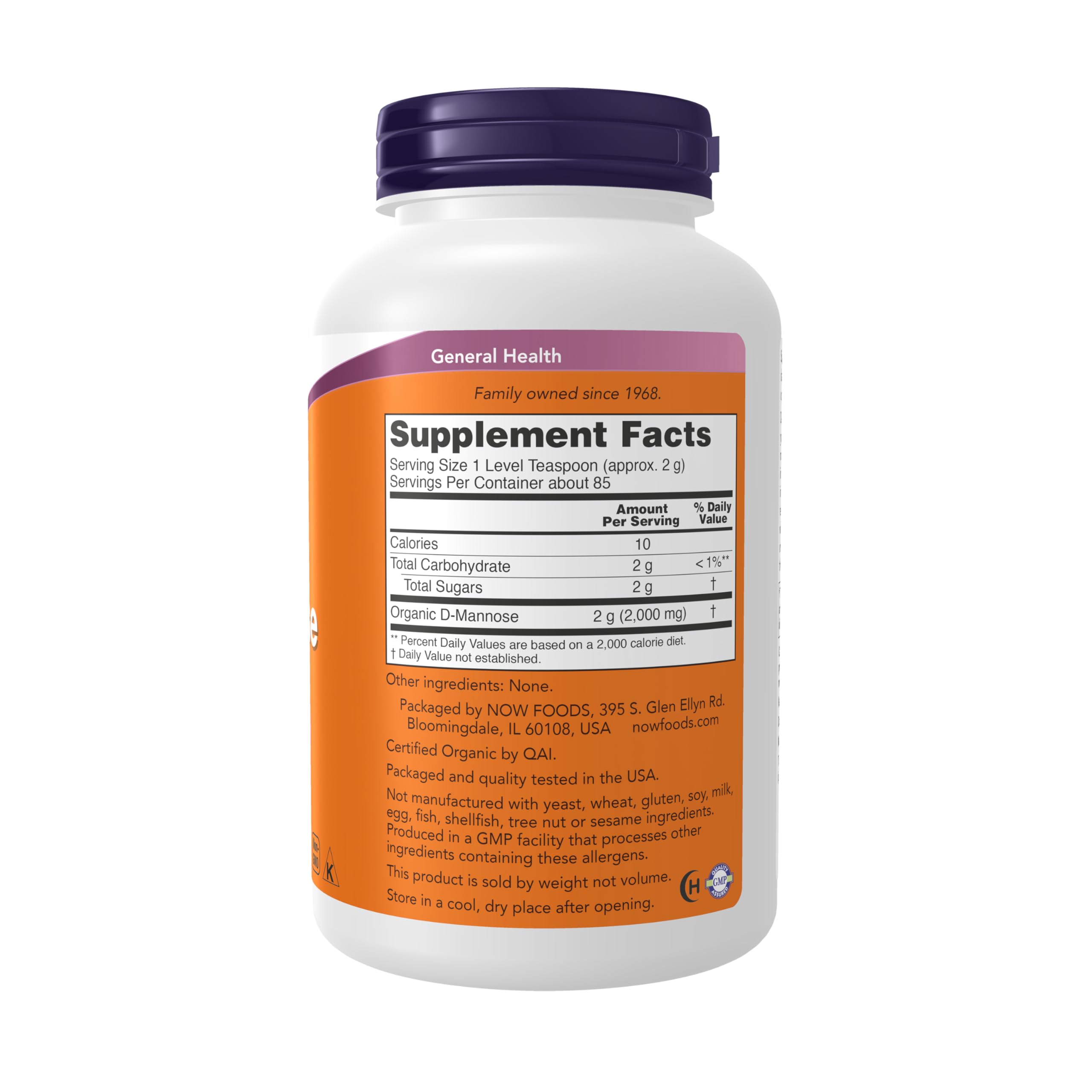 NOW Foods D-Mannose powder scoop ready to mix.