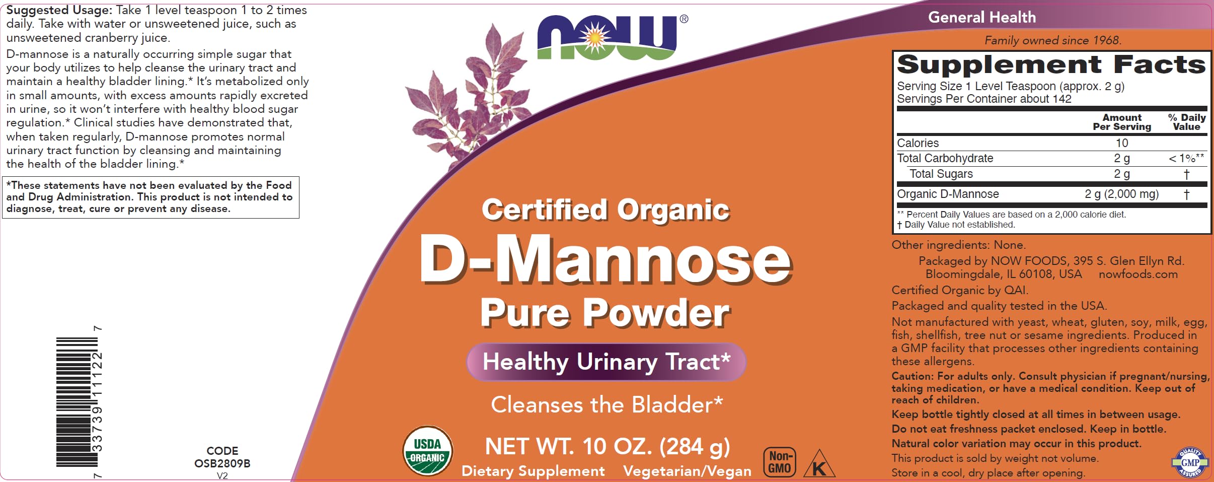 NOW Foods D-Mannose scoop demonstrates easy measurement for serving