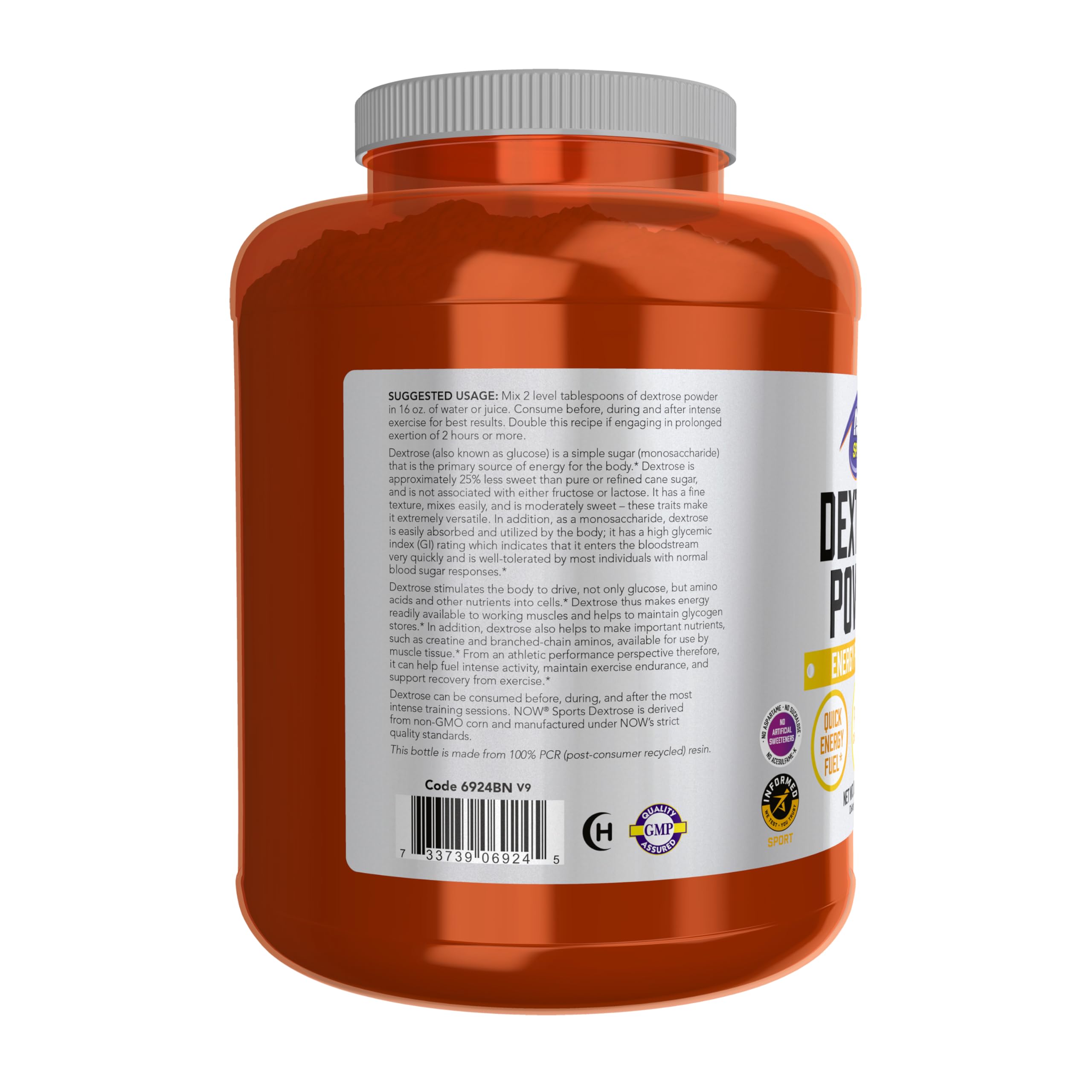 NOW Foods Dextrose powder poured into liquid for quick energy