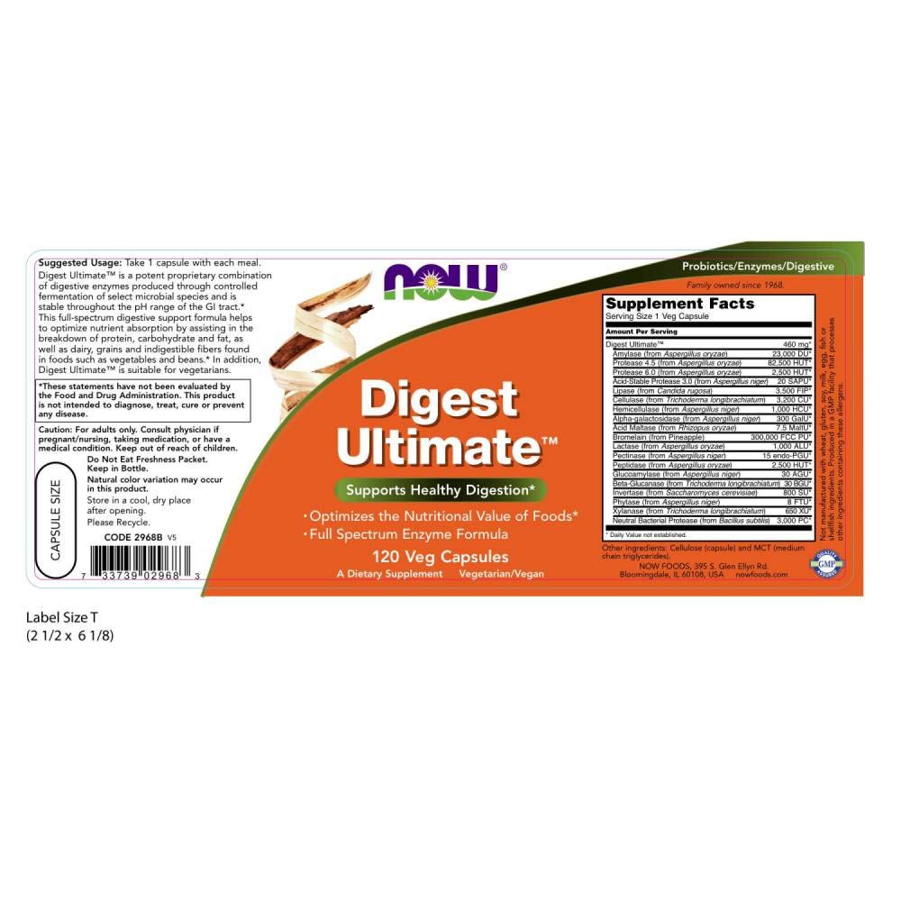 Digest Ultimate ingredients panel highlighting the enzyme blend