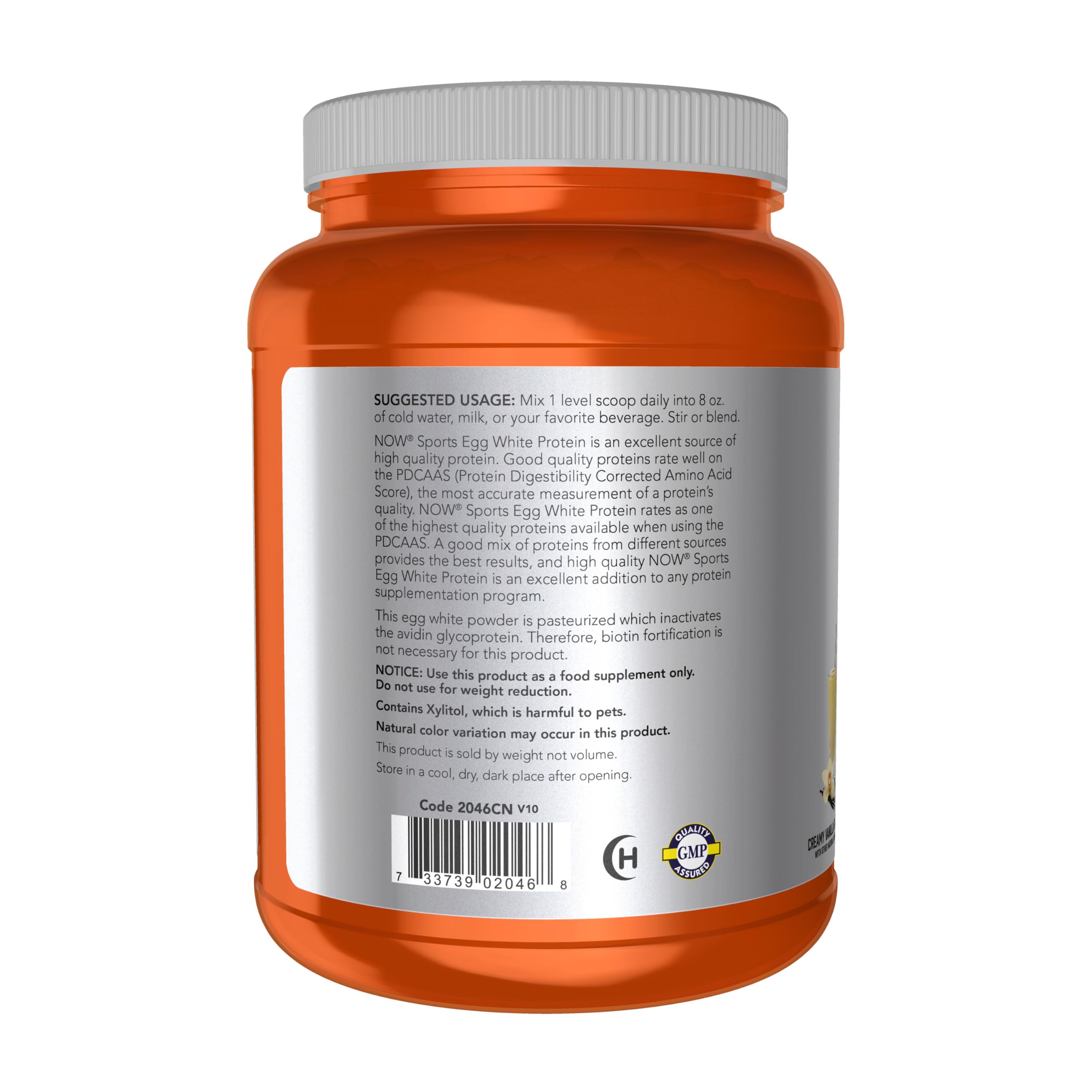 NOW Foods Egg White Protein BCAAs label closeup showing quality