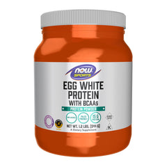 NOW Foods Egg White Protein bottle cap close-up showing pure, trusted branding