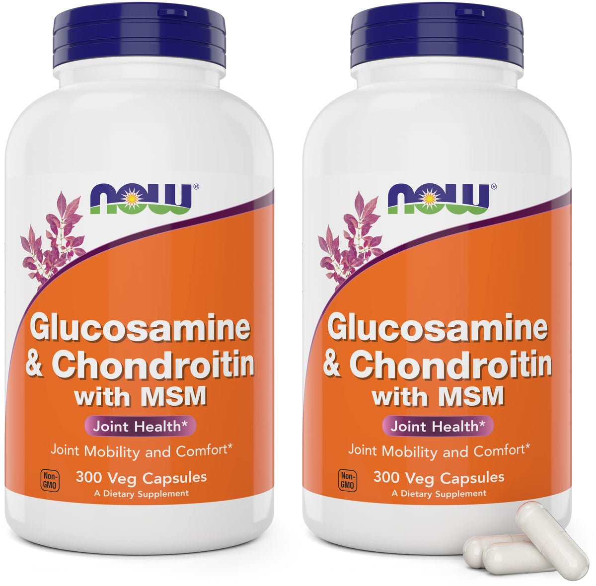 NOW Foods Glucosamine-Chondroitin with MSM bottle front, 200-day supply shown.