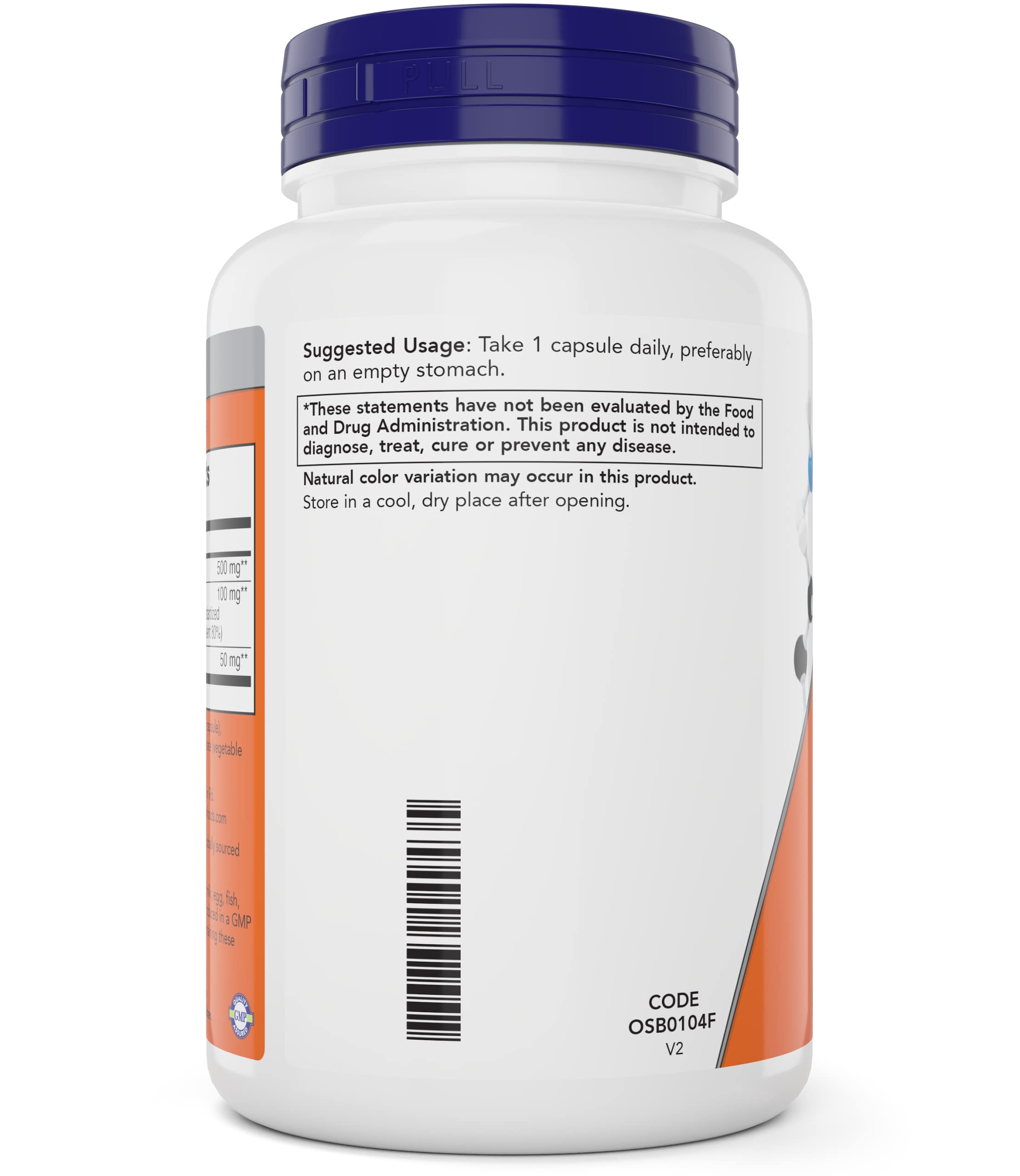 NOW Foods Glutathione 500 mg capsules close-up, vegan capsules