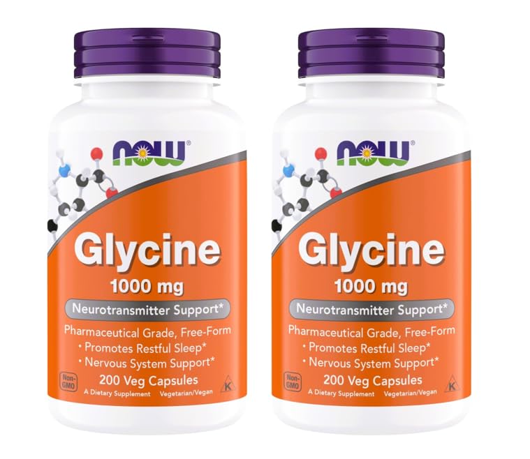 NOW Foods Glycine 1000mg bottle ready for restful sleep support.