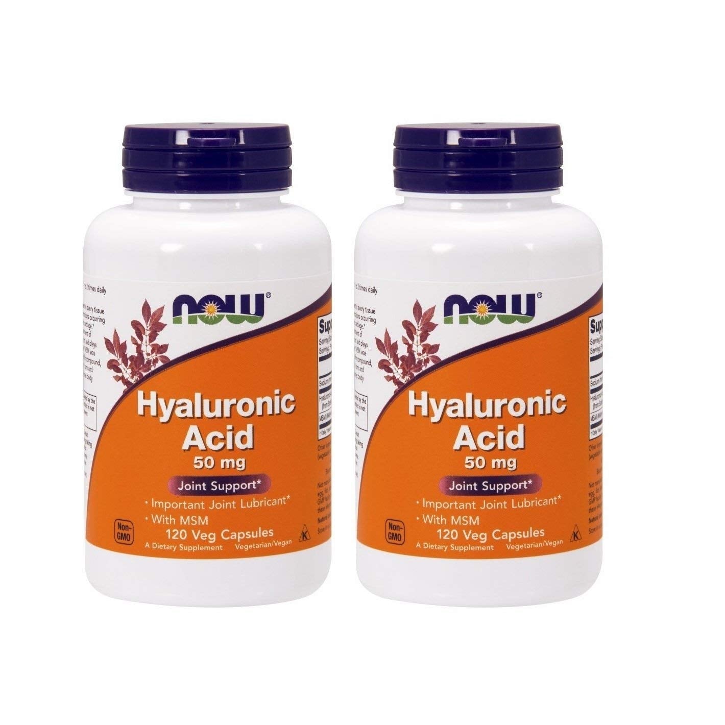 NOW Foods Hyaluronic Acid with MSM capsules, convenient daily intake for hydration and joint comfort