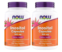 NOW Foods Inositol 500 mg bottle with clear label for daily cellular support.
