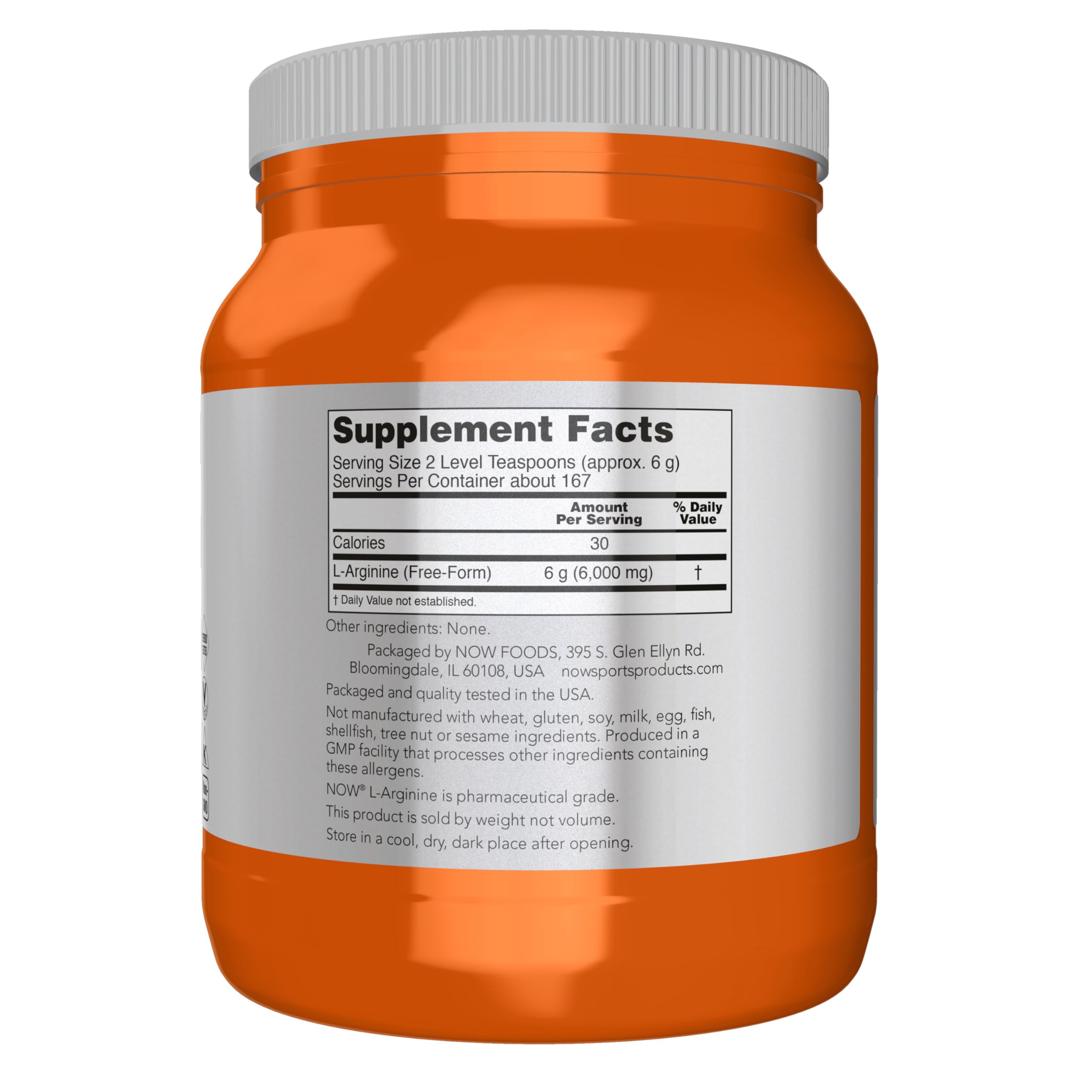 NOW Foods L-Arginine powder scoop for accurate daily dosing