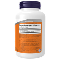 Close-up of NOW Foods L-Carnitine 1,000 mg tablets highlighting energy metabolism support.