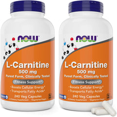 NOW Foods L-Carnitine 500 mg bottle pack2 shows two-pack convenience for daily energy support