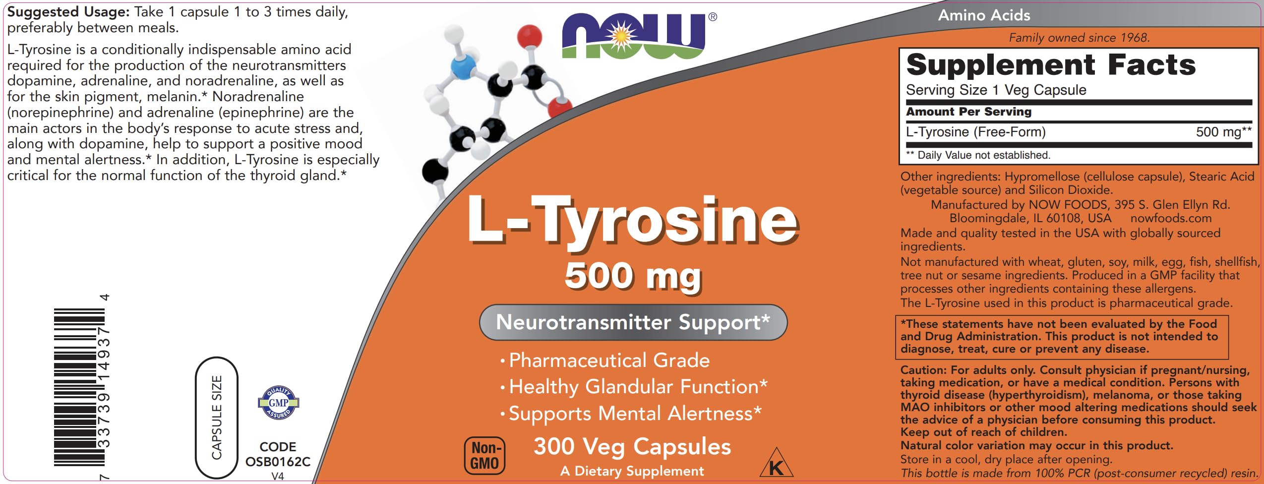 Pharmaceutical-grade L-Tyrosine label indicates purity and quality