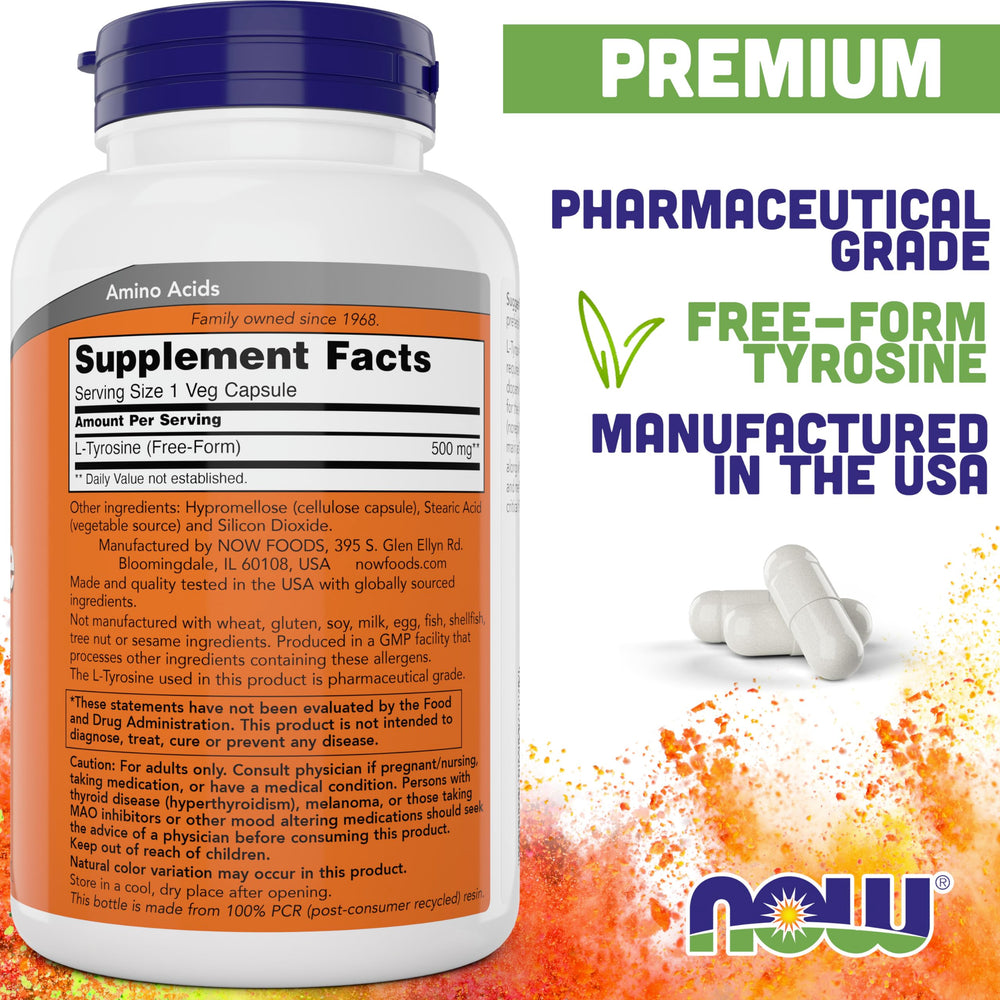 NOW Foods L-Tyrosine 2-pack packaging for convenient supplementation