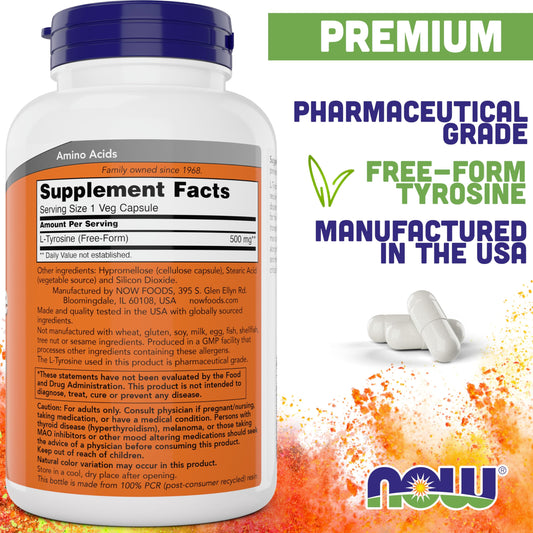 NOW Foods L-Tyrosine 2-pack packaging for convenient supplementation