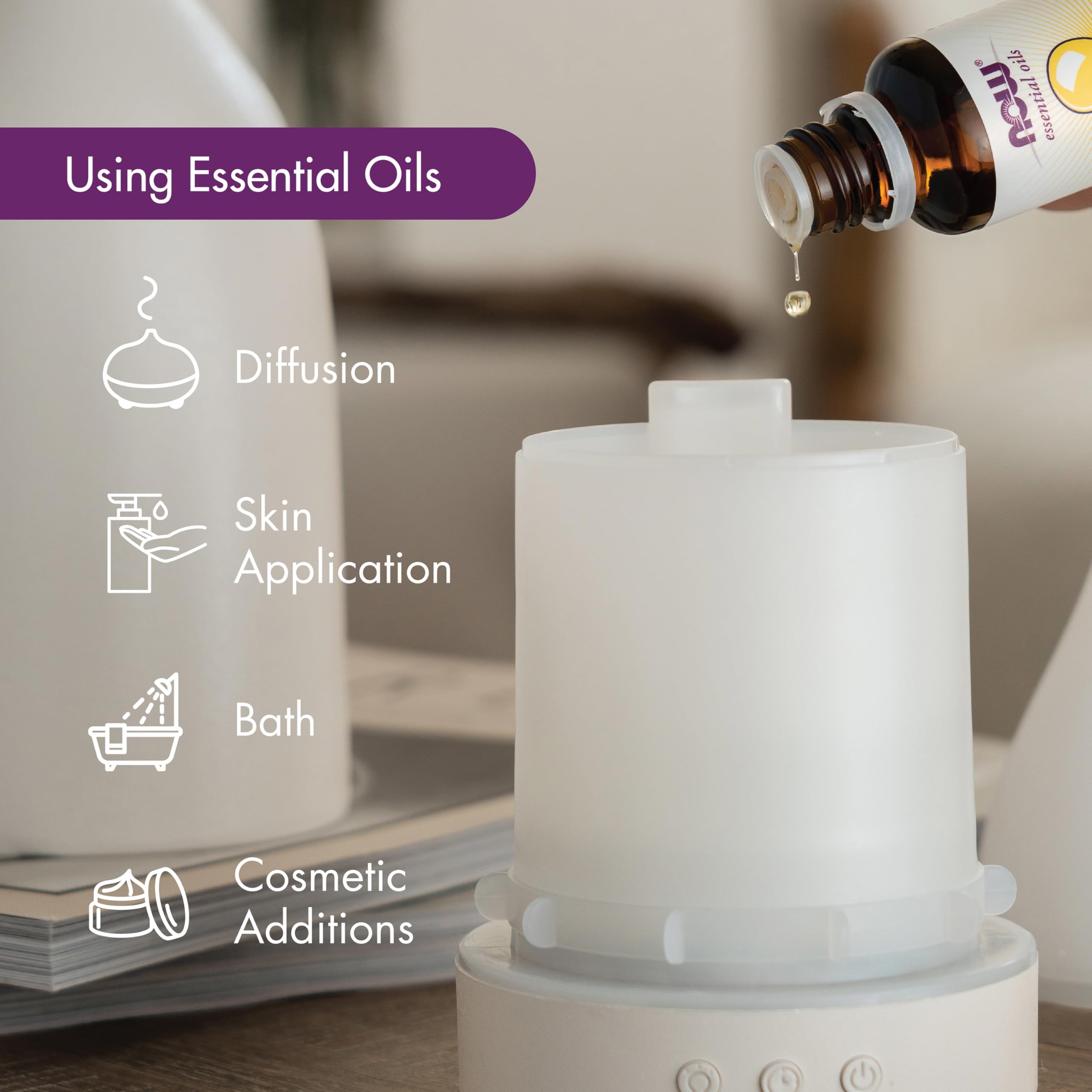 NOW Foods Lavender Oil diffuser scene for relaxing atmosphere