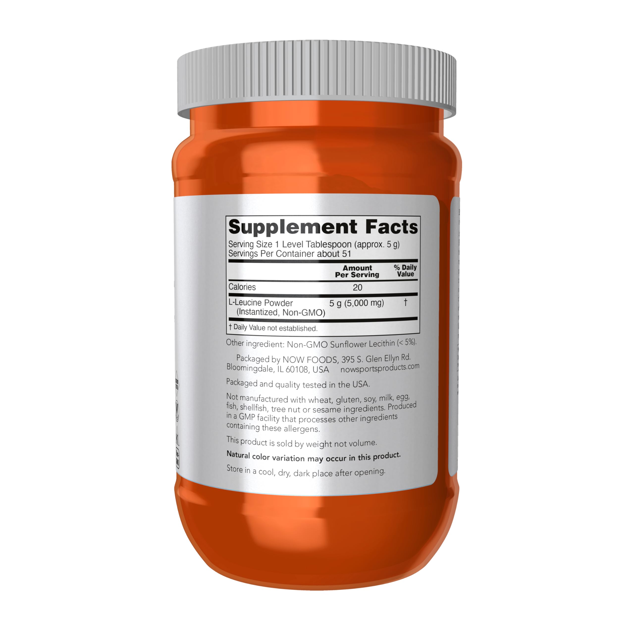 NOW Foods Leucine powder pour shows smooth blend in water