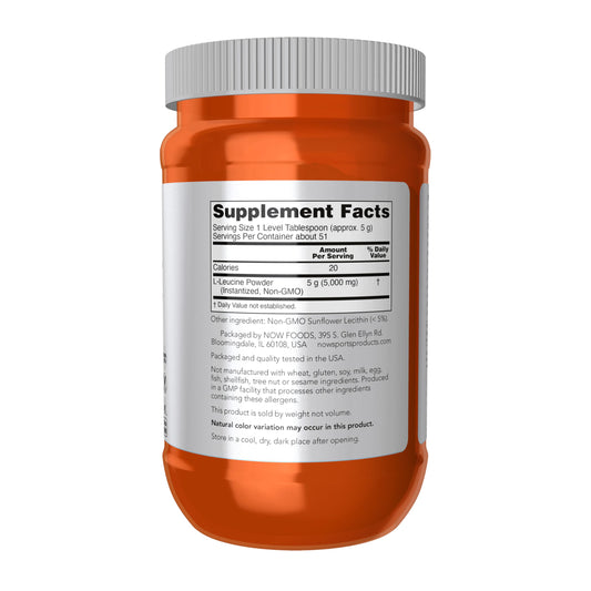 NOW Foods Leucine powder pour shows smooth blend in water