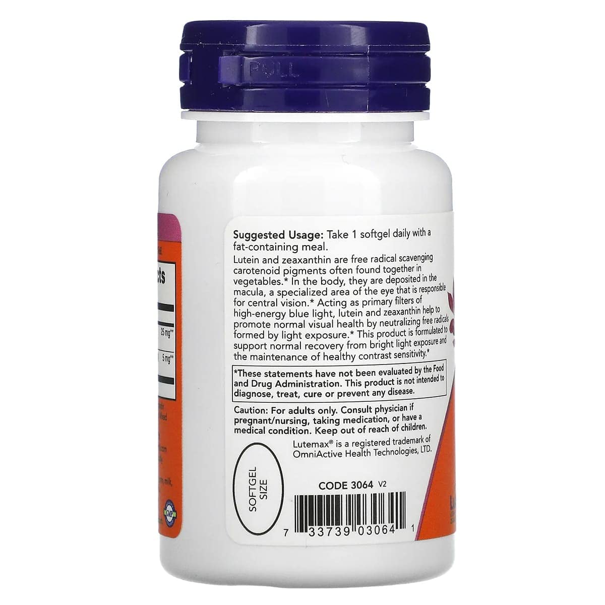NOW Foods Lutein & Zeaxanthin pack shot highlighting dual carotenoids for eye health.