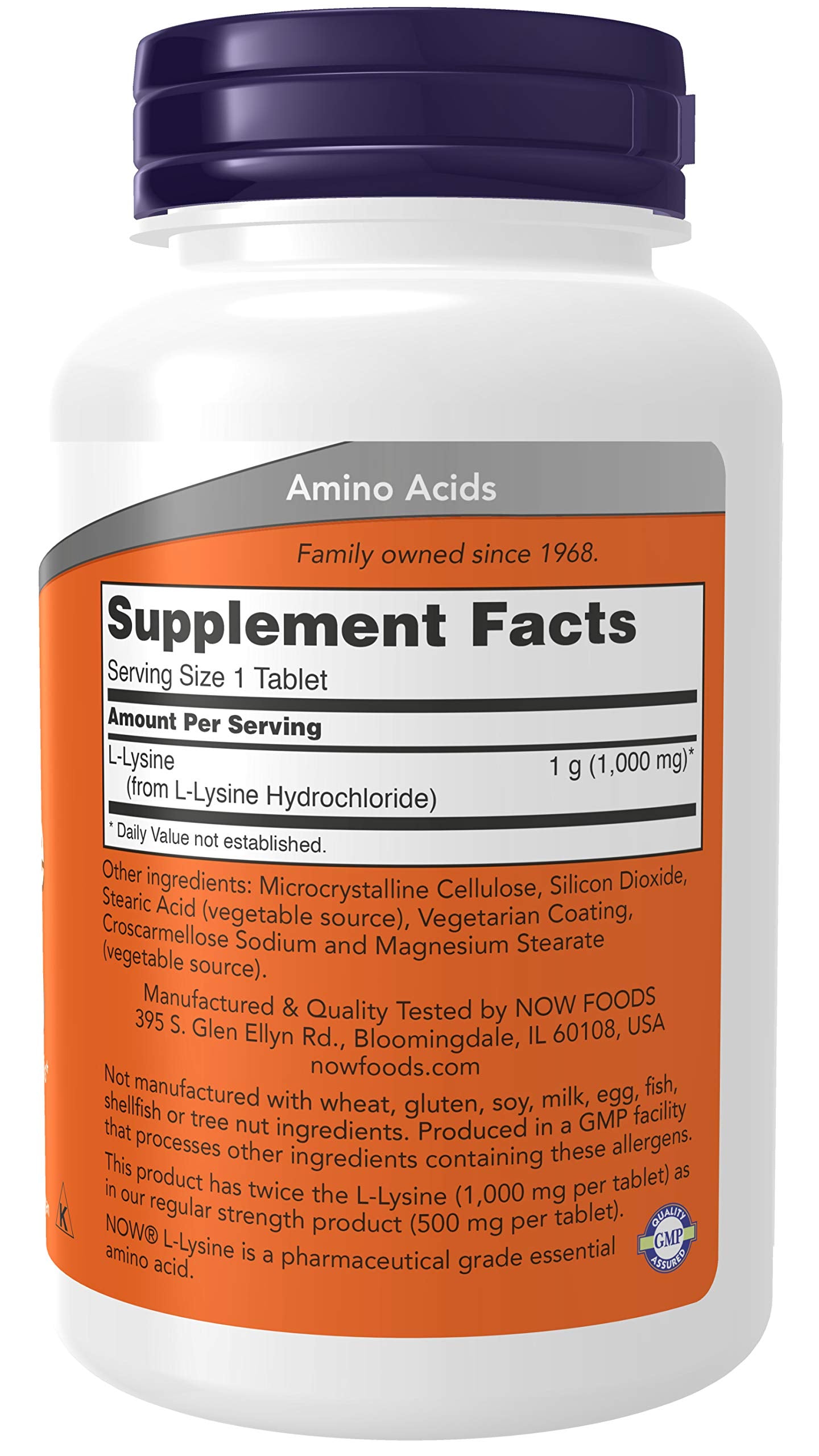 NOW Foods L-Lysine 1000 mg double-strength pack3 for convenient daily supplement routine.