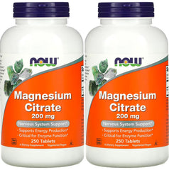 Now Foods Magnesium Citrate bottle shows 200 mg per tab for daily support.