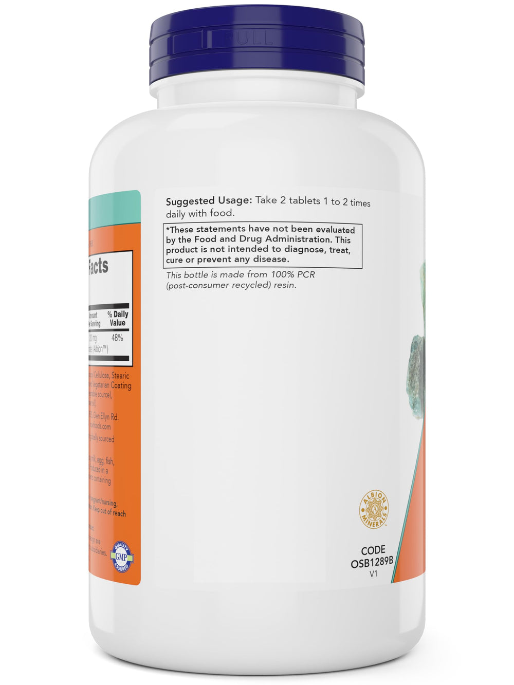 NOW Foods Magnesium Glycinate label details highlight non-GMO and USA-made quality.