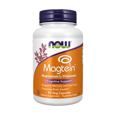 NOW Foods Magtein bottle and capsules for cognitive support.