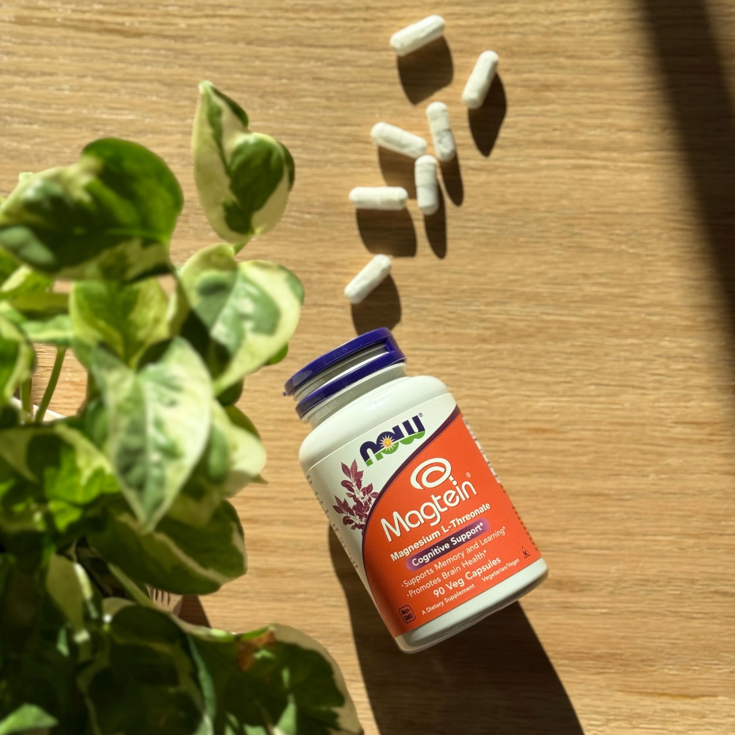NOW Foods Magtein study desk setup to support focus.