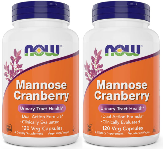 NOW Foods Mannose Cranberry bottle front view supports urinary wellness