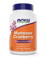 NOW Foods Mannose Cranberry dosage guide on packaging aids daily use