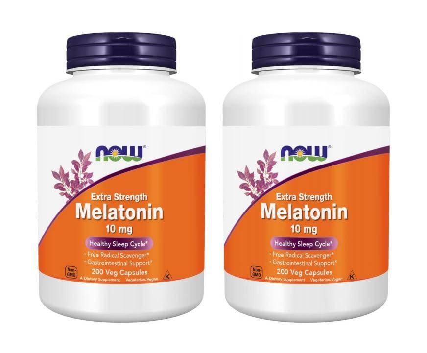 NOW Foods Melatonin 10 mg bottle for night-time support and easy dosing.