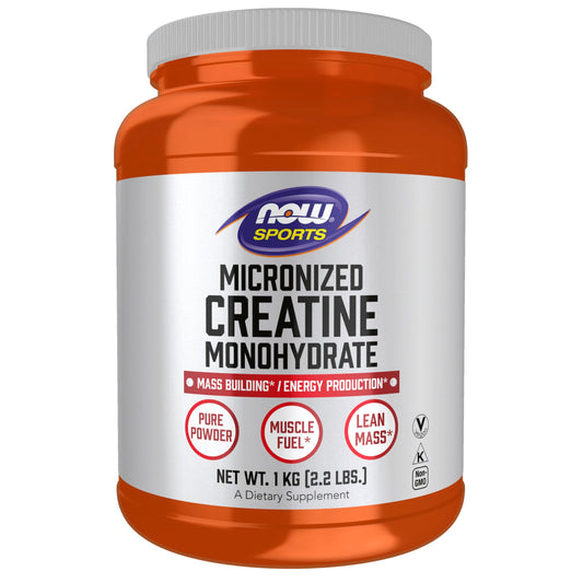 NOW Foods Micronized Creatine Powder bottle for energy support during workouts