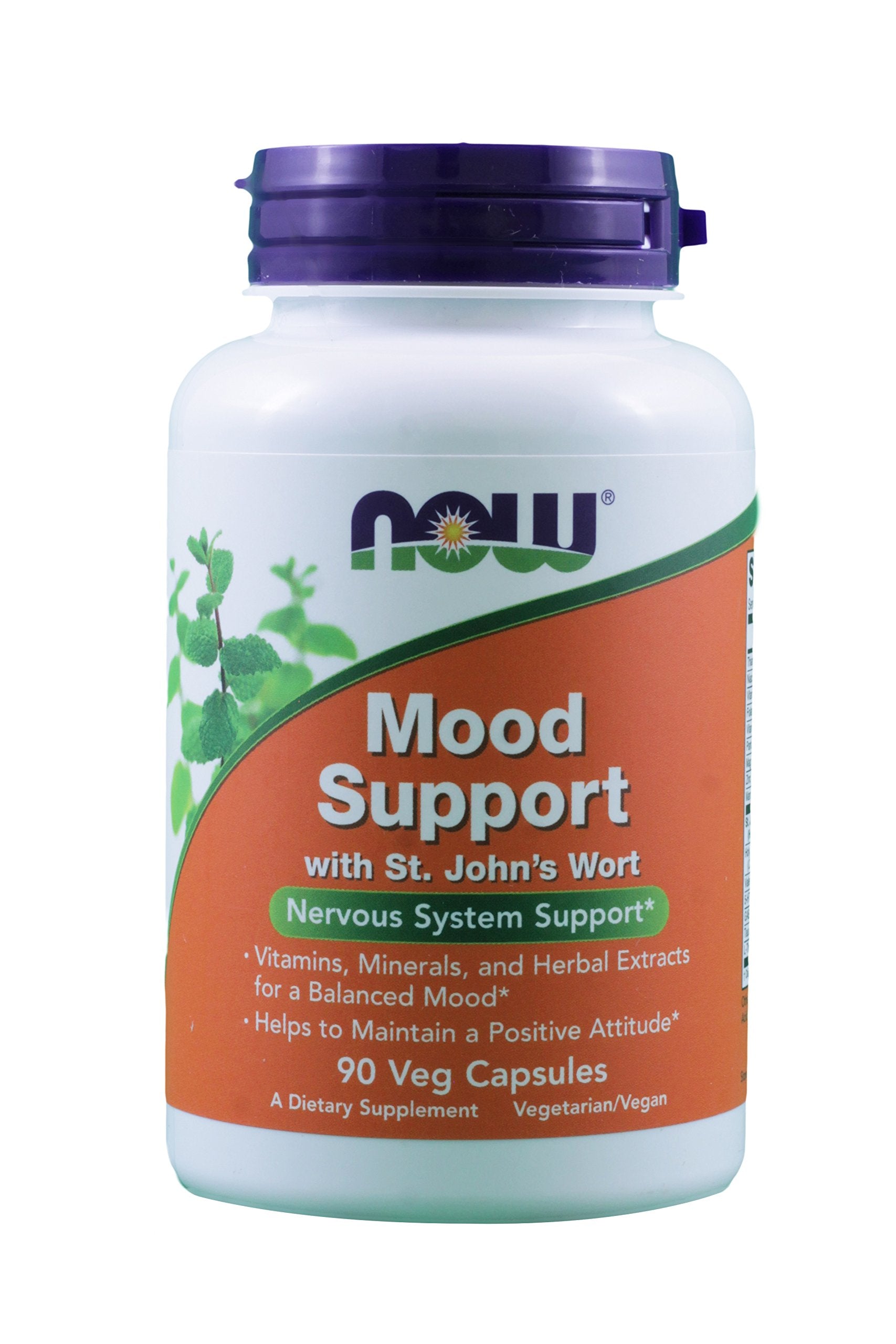 NOW Foods Mood Support bottle with St. John's Wort for daily mood balance.