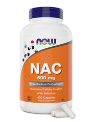 Now Foods NAC 600 mg bottle front view for daily wellness support.